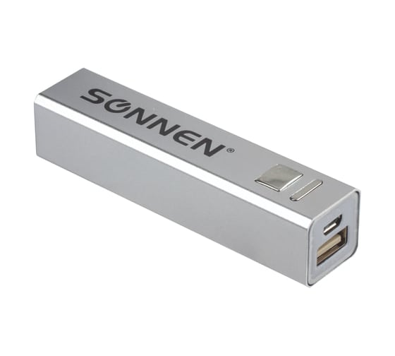 Внешний аккумулятор SONNEN POWERBANK V61С, 2600 mAh, серебристый, алюминиевый корпус, 262749 1