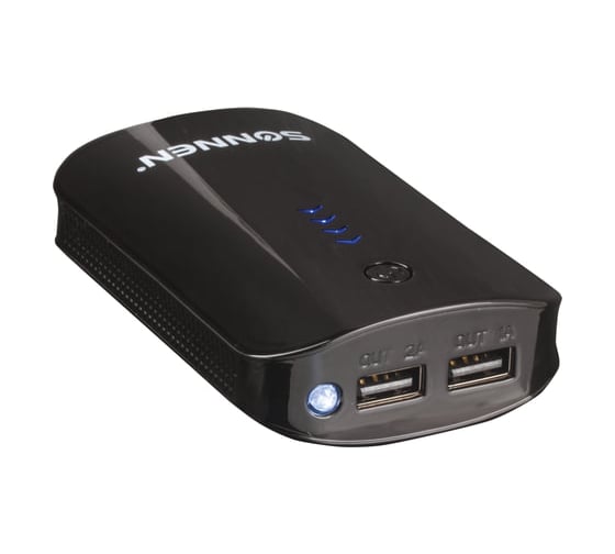 Внешний аккумулятор SONNEN POWERBANK V203, 6000 mAh, 2 USB, литий-ионный, черный, 262754
