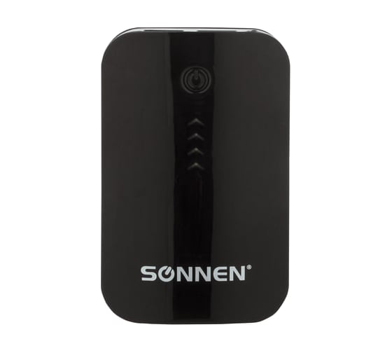 Внешний аккумулятор SONNEN POWERBANK V203, 6000 mAh, 2 USB, литий-ионный, черный, 262754