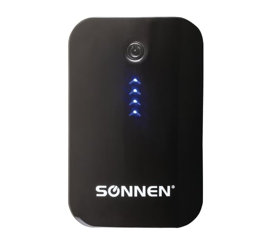Внешний аккумулятор SONNEN POWERBANK V203, 6000 mAh, 2 USB, литий-ионный, черный, 262754