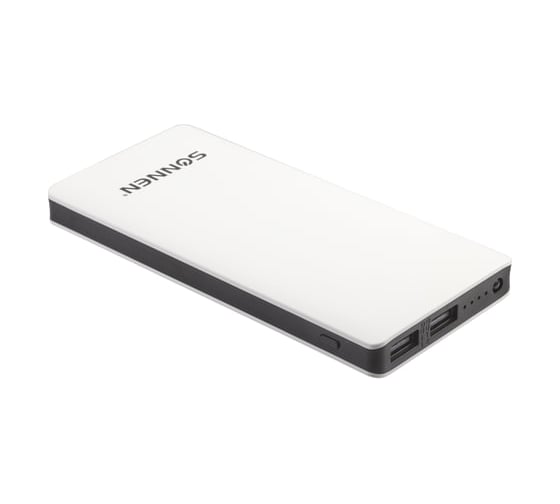 Внешний аккумулятор SONNEN POWERBANK V3802S, 8000 mAh, 2 USB, литий-полимерный, бело-черный, 262755 1
