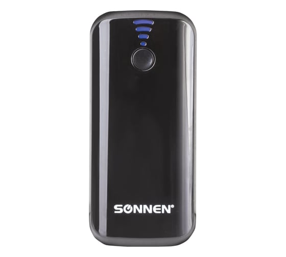 Внешний аккумулятор SONNEN POWERBANK V218, 5000 mAh, литий-ионный, черный, 262752