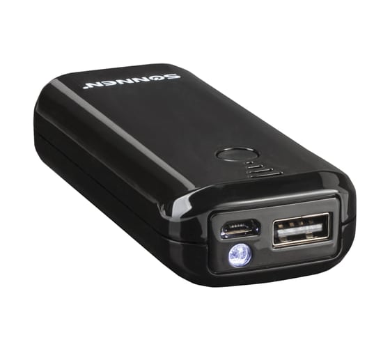 Внешний аккумулятор SONNEN POWERBANK V218, 5000 mAh, литий-ионный, черный, 262752