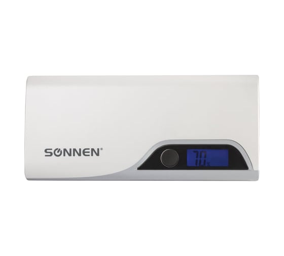 Внешний аккумулятор SONNEN POWERBANK V15S, 10000 mAh, 2 USB, литий-ионный, LED-дисплей, фонарик, 262756