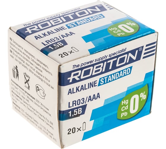 Элемент питания Robiton STANDARD LR03 BULK20, в упаковке 20 шт 13982