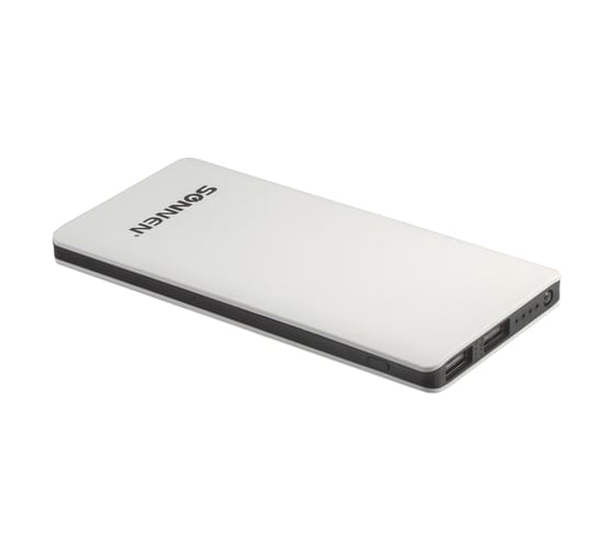 Внешний аккумулятор SONNEN POWERBANK V3802, 6000 mAh, 2 USB, литий-полимерный, бело-черный, 262753 1