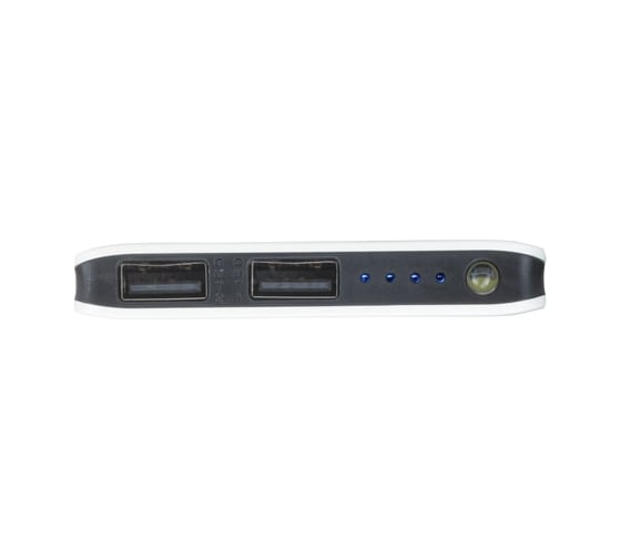 Внешний аккумулятор SONNEN POWERBANK V3802, 6000 mAh, 2 USB, литий-полимерный, бело-черный, 262753