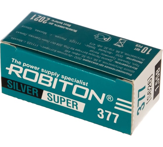 Элемент питания Robiton SUPER R-377-BOX10 377 (S626), в упаковке 10 шт 14777