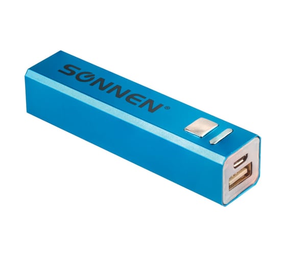 Внешний аккумулятор SONNEN POWERBANK V61С, 2600 mAh, литий-ионный, синий, алюминиевый, 262747