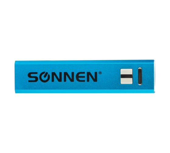 Внешний аккумулятор SONNEN POWERBANK V61С, 2600 mAh, литий-ионный, синий, алюминиевый, 262747