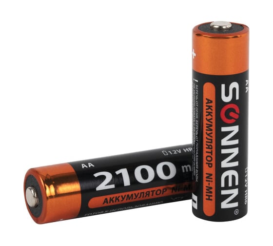 Аккумуляторные батарейки SONNEN комплект 4 шт., AA (hr6), 2100 mah, ni-mh, в блистере, 455606
