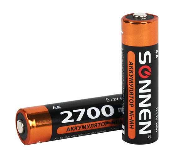 Аккумуляторные батарейки SONNEN комплект 4 шт., AA (hr6), 2700 mah, ni-mh, в блистере, 455607
