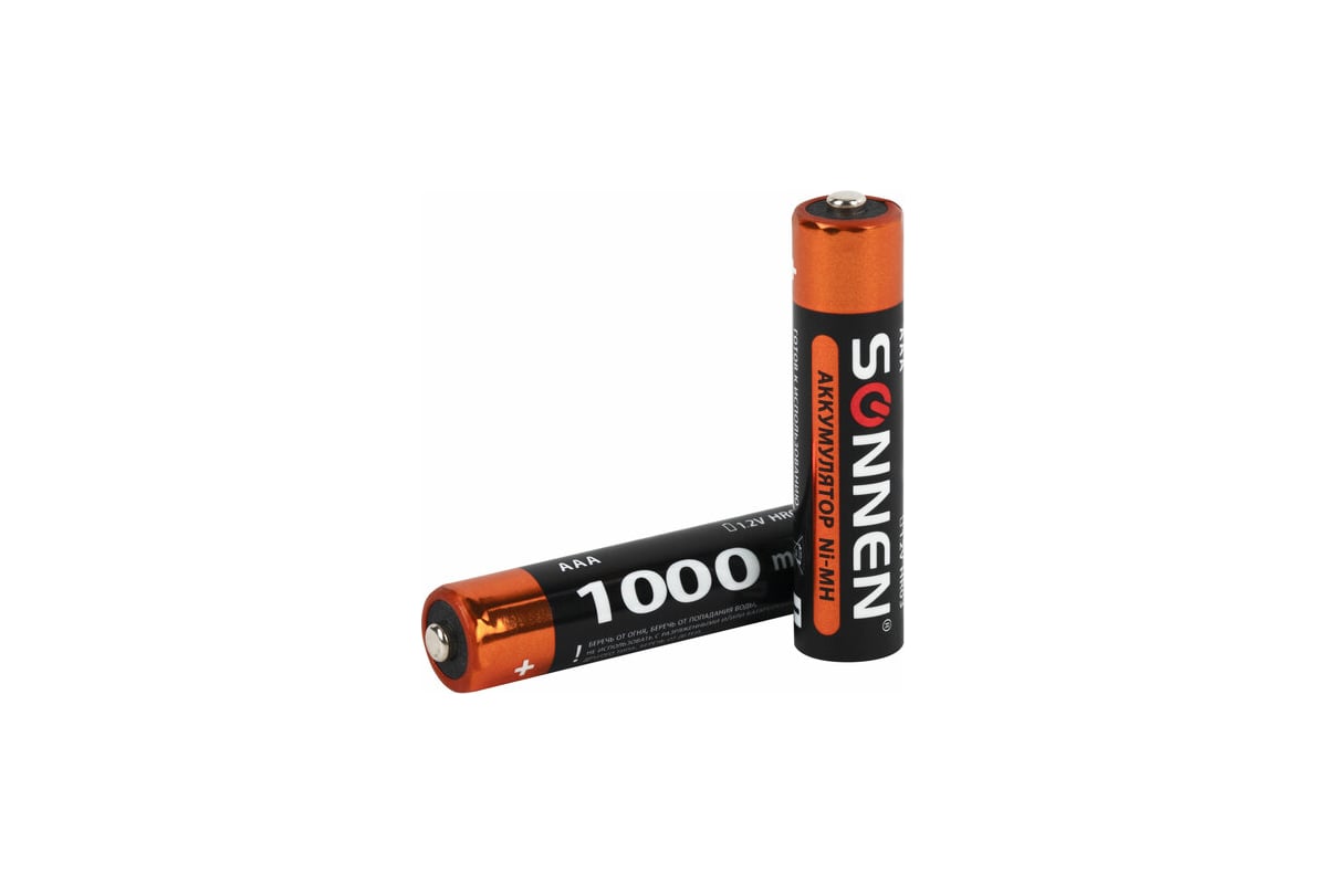 Аккумуляторные батарейки SONNEN комплект 4 шт., AAA (hr03), 1000 mah,  ni-mh, в блистере, 455610