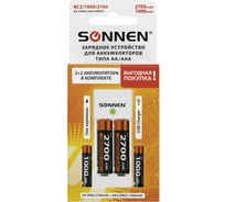 Зарядное устройство SONNEN с аккумуляторами 4 шт. (2+2) aa+aaa (hr6+hr03), 2700 mah + 1000 mah, bc2, 455005