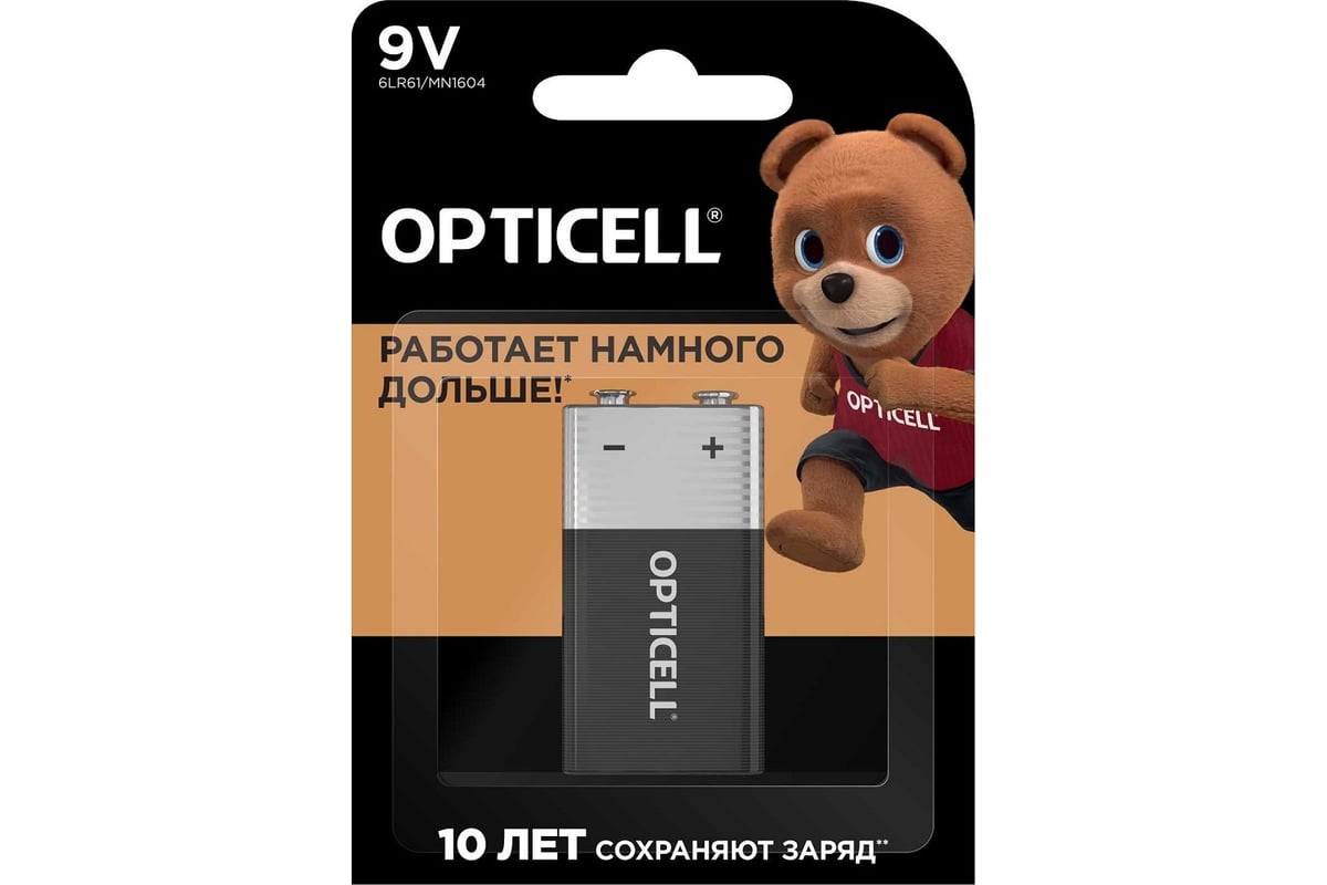 Батарейки OPTICELL 9V 1шт 5051003 - выгодная цена, отзывы, характеристики,  фото - купить в Москве и РФ