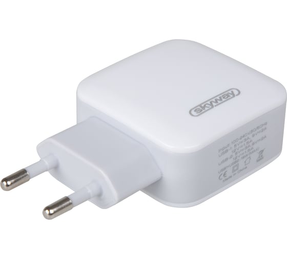 Сетевое зарядное устройство SKYWAY 220v 18w usbx2 (qc) белый S04602003