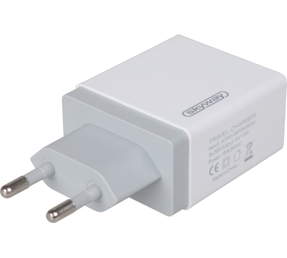 Сетевое зарядное устройство SKYWAY 220v 15w usbx3 (3a) белый S04602005