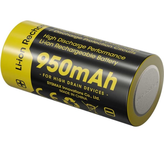 Аккумулятор Nitecore nl169 rcr123,16340 li-ion 3.6v 950mah с защитой 0346