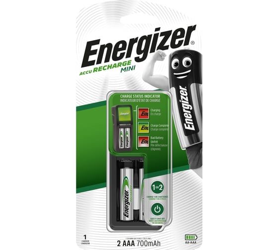 Зарядное устройство Energizer mini + 2 х AAA 700 mAh Pre-Ch E300701400 1