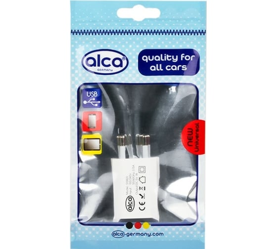 Зарядное устройство Alca 220v USB, белый 510 820