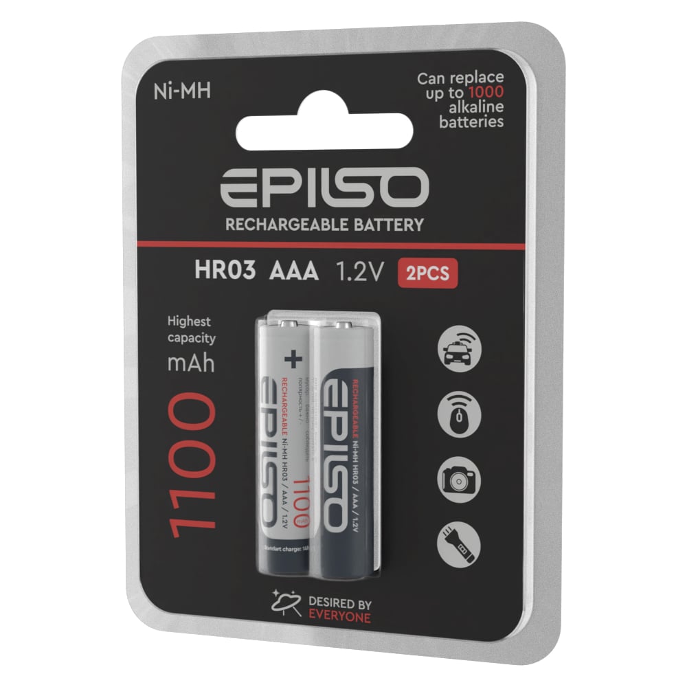 Аккумулятор Epilso никель-металл-гидридный (nimh), hr03/aaa, 1100mah ...