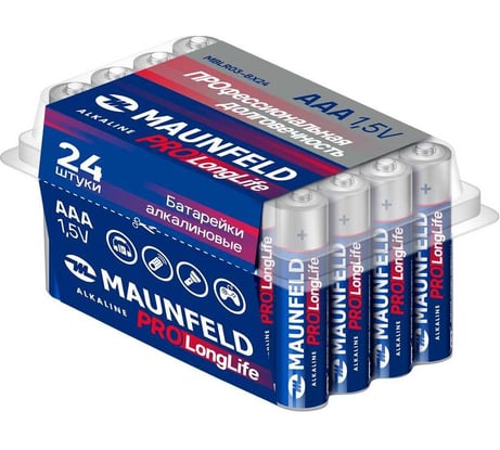 Батарейки MAUNFELD pro long life alkaline ааа(lr03), бокс 24 шт MBLR03-BX24