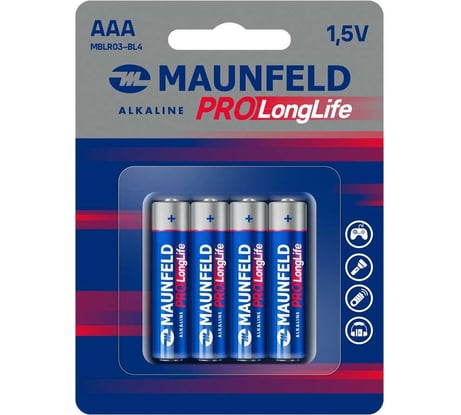 Батарейки MAUNFELD pro long life alkaline ааа(lr03), блистер 4 шт MBLR03-BL4