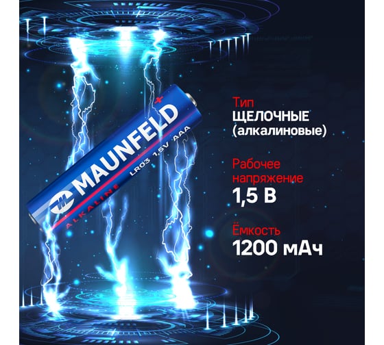 Батарейки MAUNFELD pro long life alkaline ааа(lr03), блистер 4 шт MBLR03-BL4