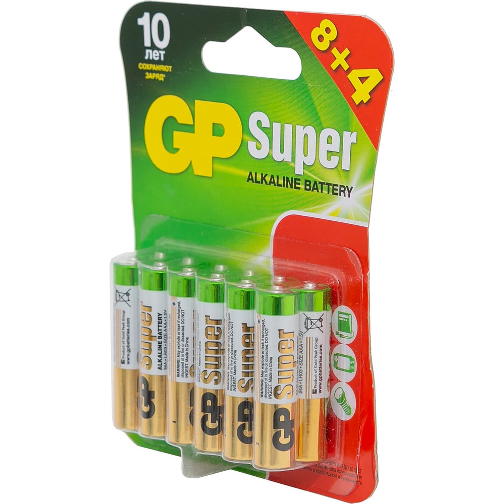 Алкалиновые батарейки Super Alkaline 24А ААA - 12 шт. GP 24A8/4-2CR12 ...