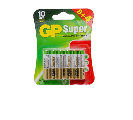Алкалиновые батарейки Super Alkaline 24А ААA - 12 шт. GP 24A8/4-2CR12