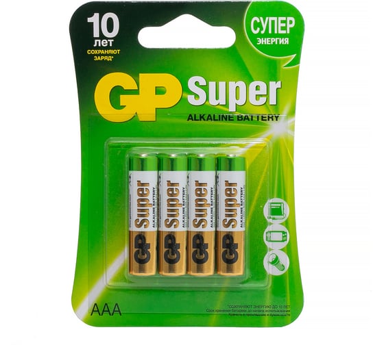 Алкалиновые батарейки Super Alkaline 24А ААA - 4 шт. GP 24A-2CR4