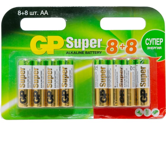 Алкалиновые батарейки GP Super Alkaline 15А АA - 16 шт. GP 15A8/8-2CRD16