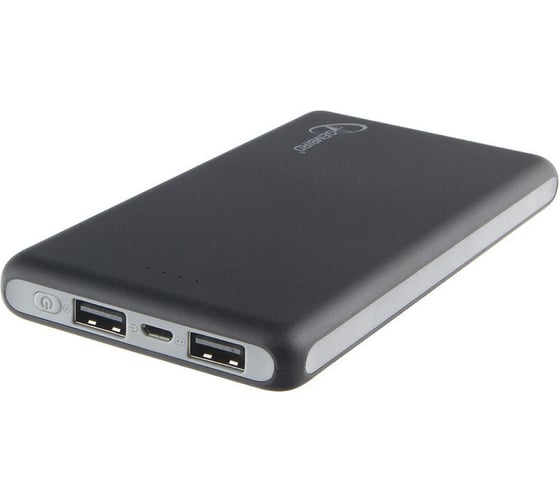 Портативный аккумулятор Gembird 10000мА/ч, USB1: 2,1A, USB2: 2.1A, черный 2.4A Max GPB-102