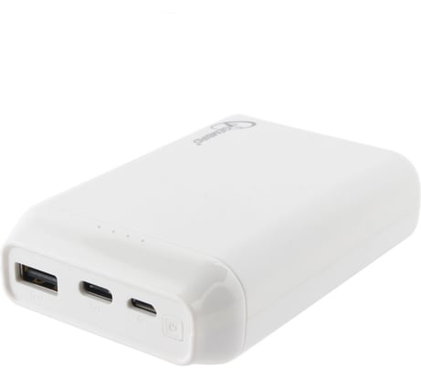 Портативный аккумулятор Gembird 10000мА/ч, USB, type-c, 2.1A, белый GPB-101C