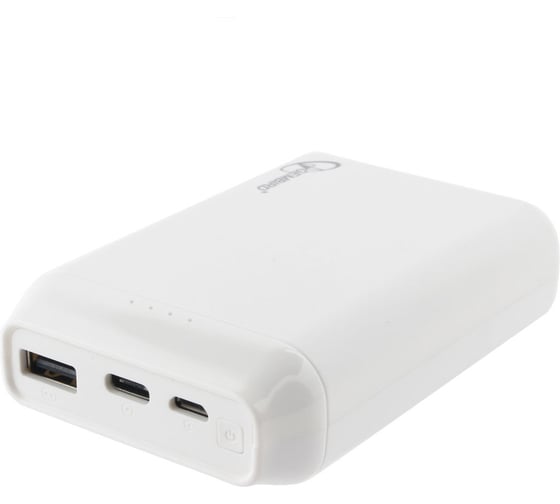 Портативный аккумулятор Gembird 10000мА/ч, USB, type-c, 2.1A, белый GPB-101C 1