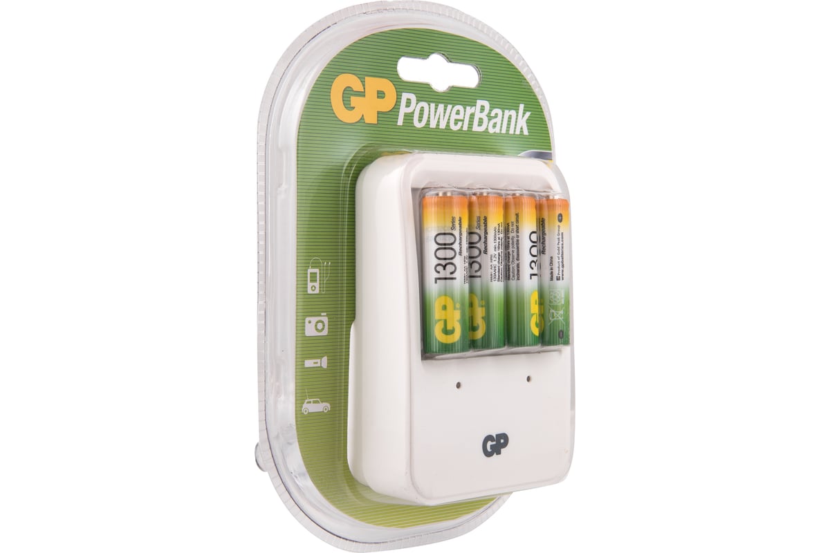 Стандартная зарядка GP PB420 АА и ААА аккумуляторов и 2 аккумулятора ...