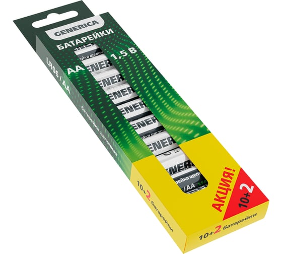 Батарейка GENERICA щелочная, alkaline, lr06/aa (10+2шт) ABT-LR06-ST-B12-G