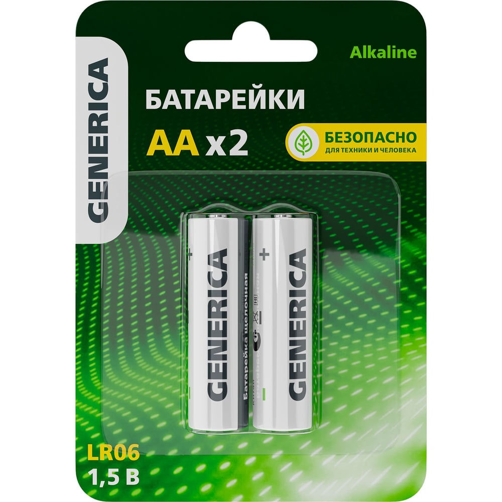 Батарейка GENERICA щелочная, alkaline, lr06/aa (2шт/блистер) ABT-LR06 ...