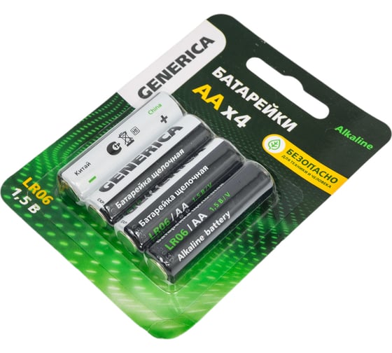 Батарейка GENERICA щелочная, alkaline, lr06/aa (4шт/блистер) ABT-LR06-ST-L04-G