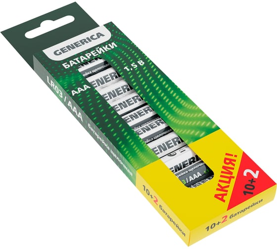 Батарейка GENERICA щелочная, alkaline, lr03/aaa (10+2шт) ABT-LR03-ST-B12-G 1
