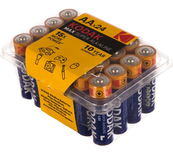 Щелочная батарейка Kodak MAX LR624 plastic box 24 AA PVC Б0014327 1