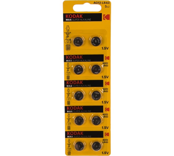 Часовая батарейка Kodak AG12 386 LR1142, LR43 KAG1210 Б0044717