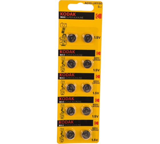Часовая батарейка Kodak AG10 389 LR1130, LR54 KAG1010 Б0044715