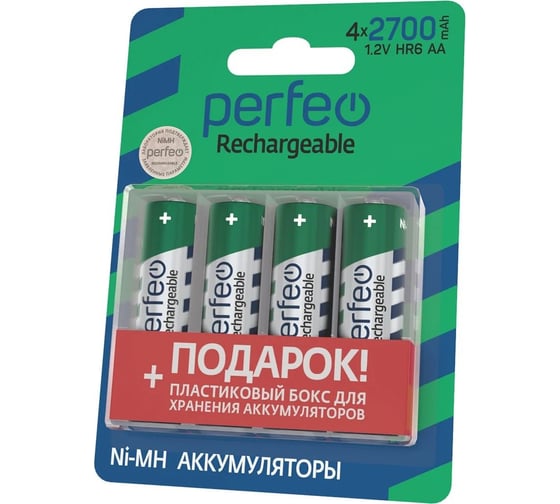Аккумулятор PERFEO AA2700mAh 4 шт блистер бокс 30 009 110