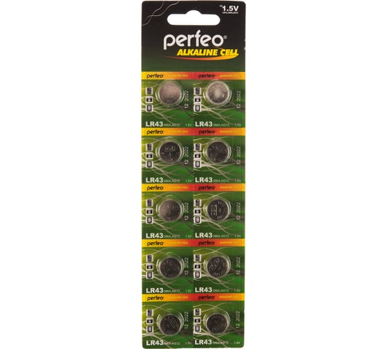 Алкалиновая батарейка PERFEO LR43 10 шт блистер 386A AG12 30 007 051