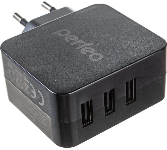 Сетевое зарядное устройство PERFEO с разъемом 3xUSB 4.8А черный CUBE 3 PF_A4135 30 011 217