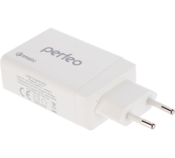 Сетевое зарядное устройство PERFEO с разъемом 2xUSB QC3.0 белый FAST 2 PF_A4141 30 011 221
