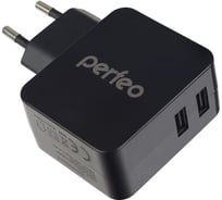 Сетевое зарядное устройство PERFEO с разъемом 2xUSB 3.4А черный CUBE 2 PF_A4133 30 011 215