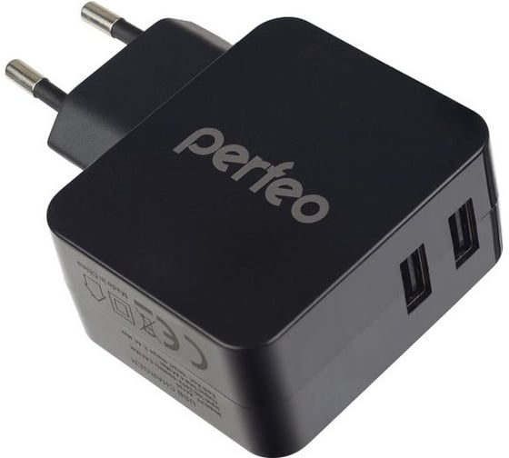 Сетевое зарядное устройство PERFEO с разъемом 2xUSB 3.4А черный CUBE 2 PF_A4133 30 011 215
