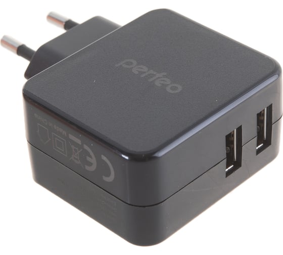 Сетевое зарядное устройство PERFEO с разъемом 2xUSB 3.4А черный CUBE 2 PF_A4133 30 011 215